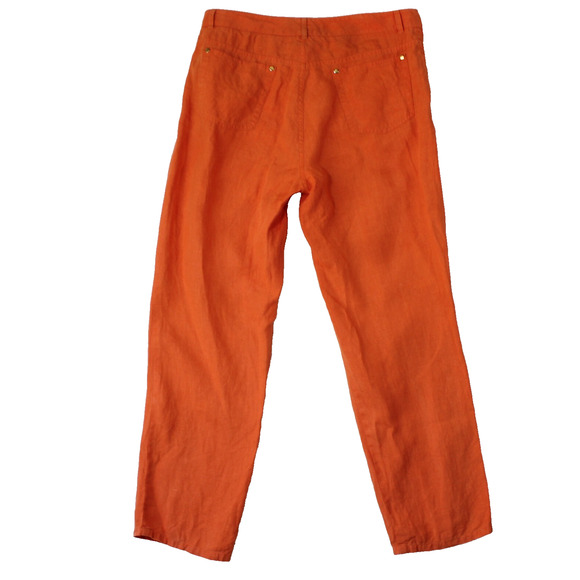 Vintage Ralph Lauren Linen Pants Women Size 12 Orange USA Union Classic Preppy - Picture 2 of 7
